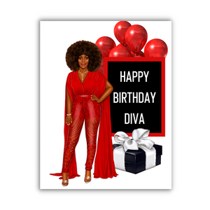 Red and White Diva Birthday
