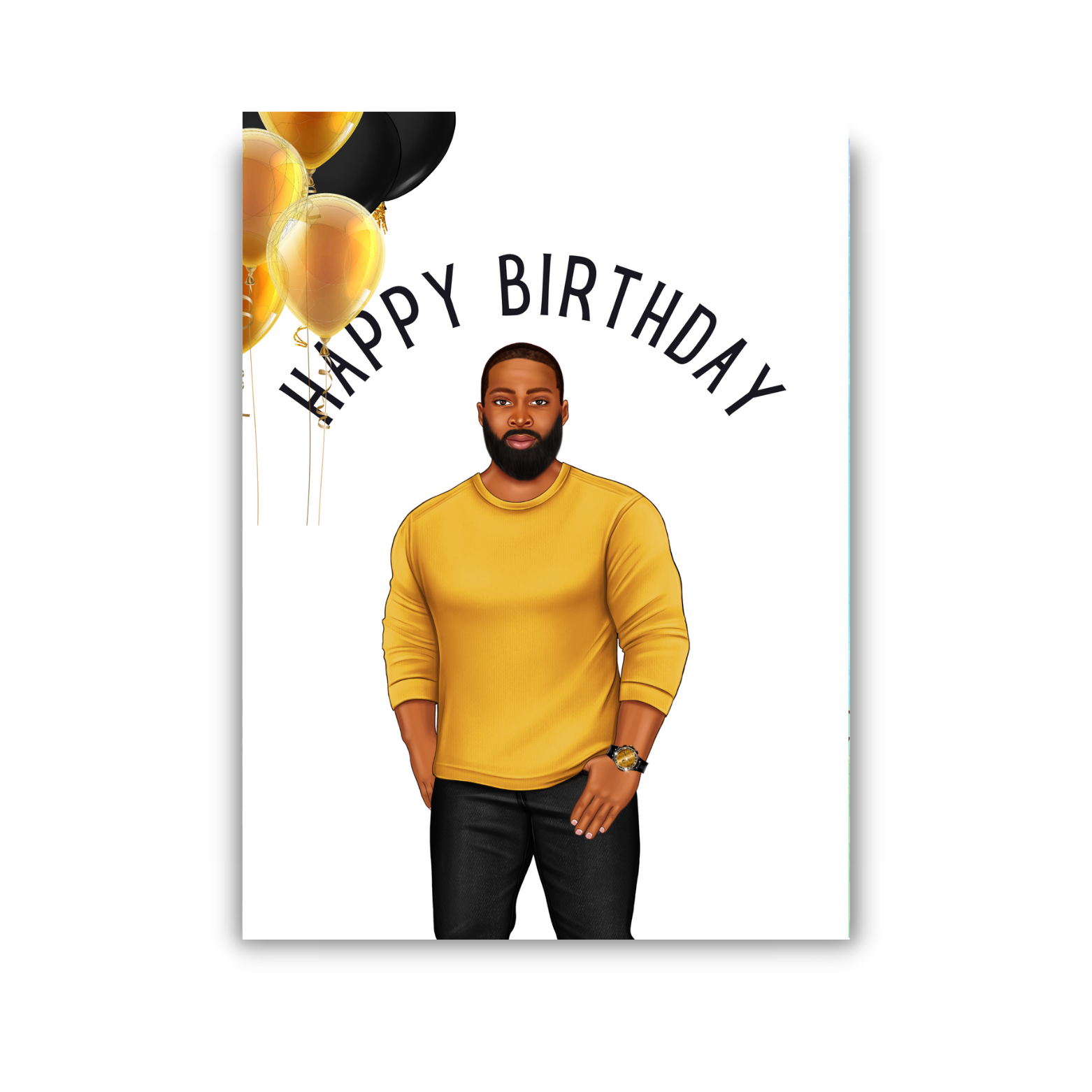 Happy Birthday- Black and Gold  ( Customizable)